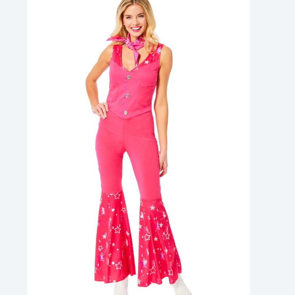 Barbie Western costume pink star bell bottom outfit Size Medium New